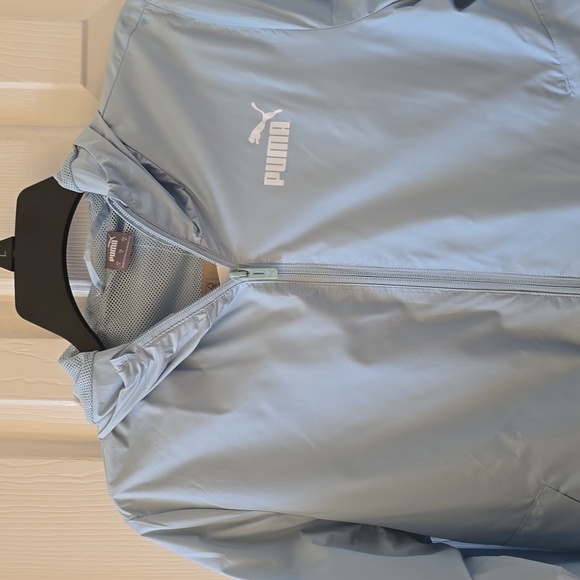 PUMA BRAND SIGNATURE WOMEN'S LIGHT BLUE FRONT ZIPPERED HOODED JACKET SIZE SMALL - Picture 2 of 16